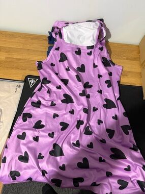 Sleeveless Heart Print Dress in Lavender Purple